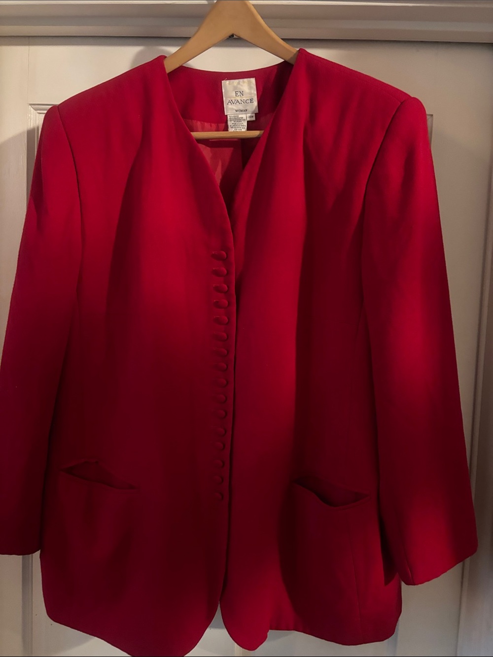 Women's Red Button-Covered Blazer Jacket